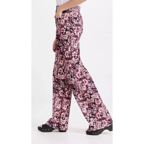 Figue Maia Corduroy Wide Leg Pants Womens Size 6 NWT Paisley Floral Pink Black - Picture 4 of 14